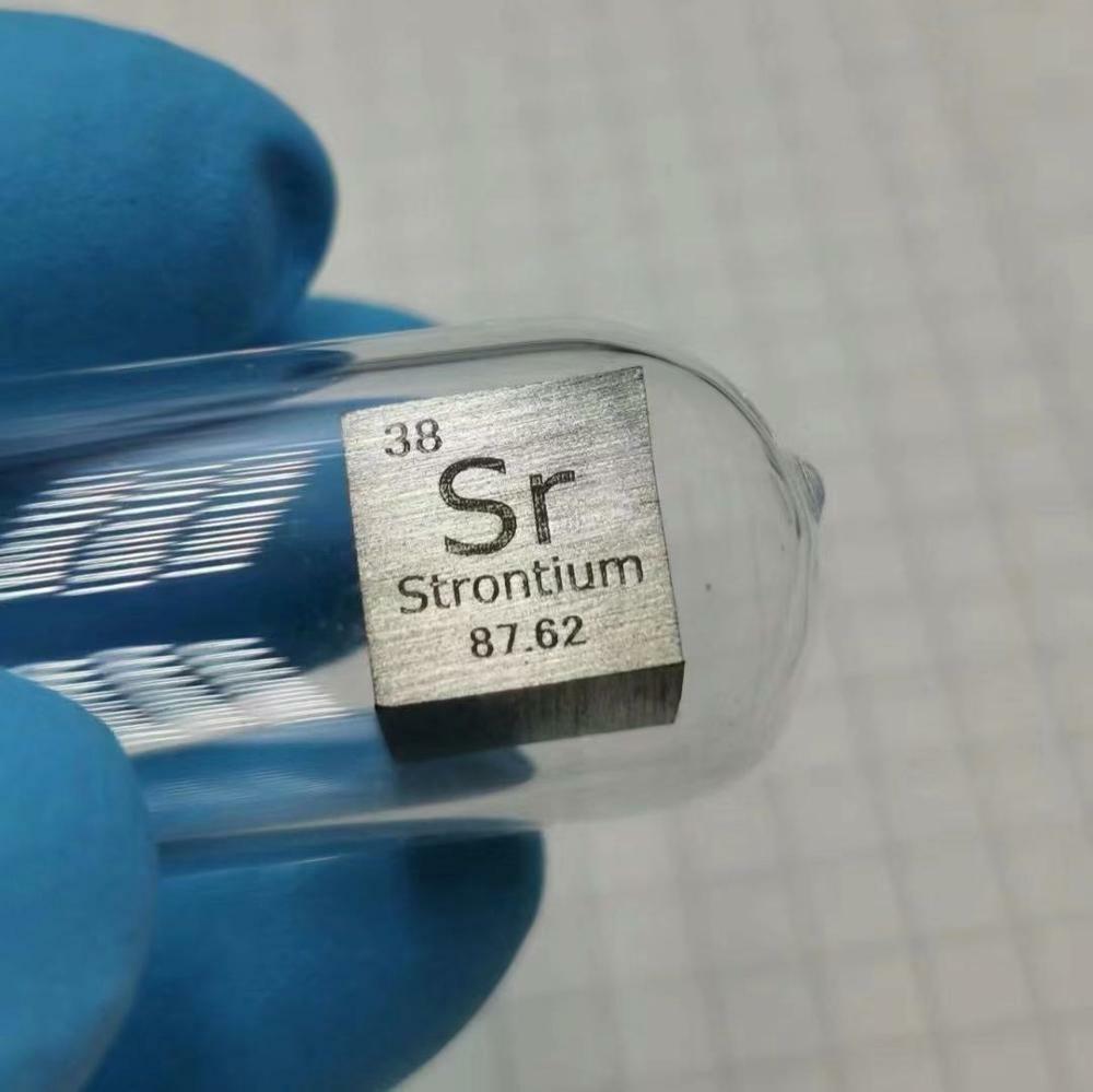 1pcs Strontium Metal 10mm Density Cube 99% Pure In Glass Ampoule