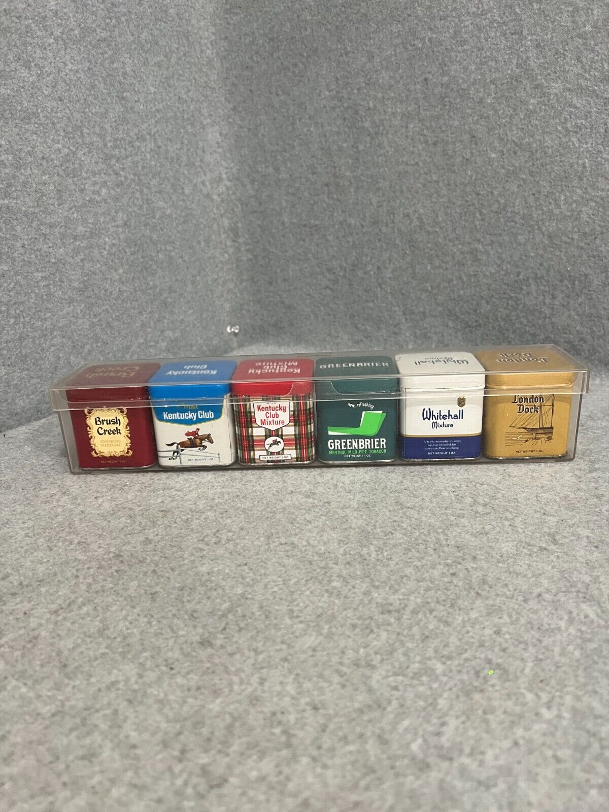 VTG Lot of 6 Small Square Tins Kentucky Club Product Display w/Case