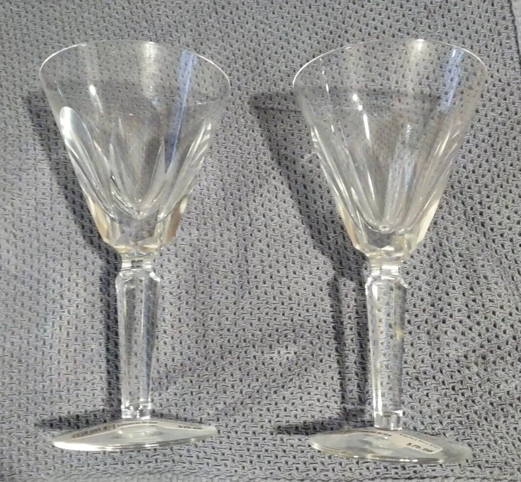Pair Waterford Crystal Sheila Pattern Wine Glasses 6.5\