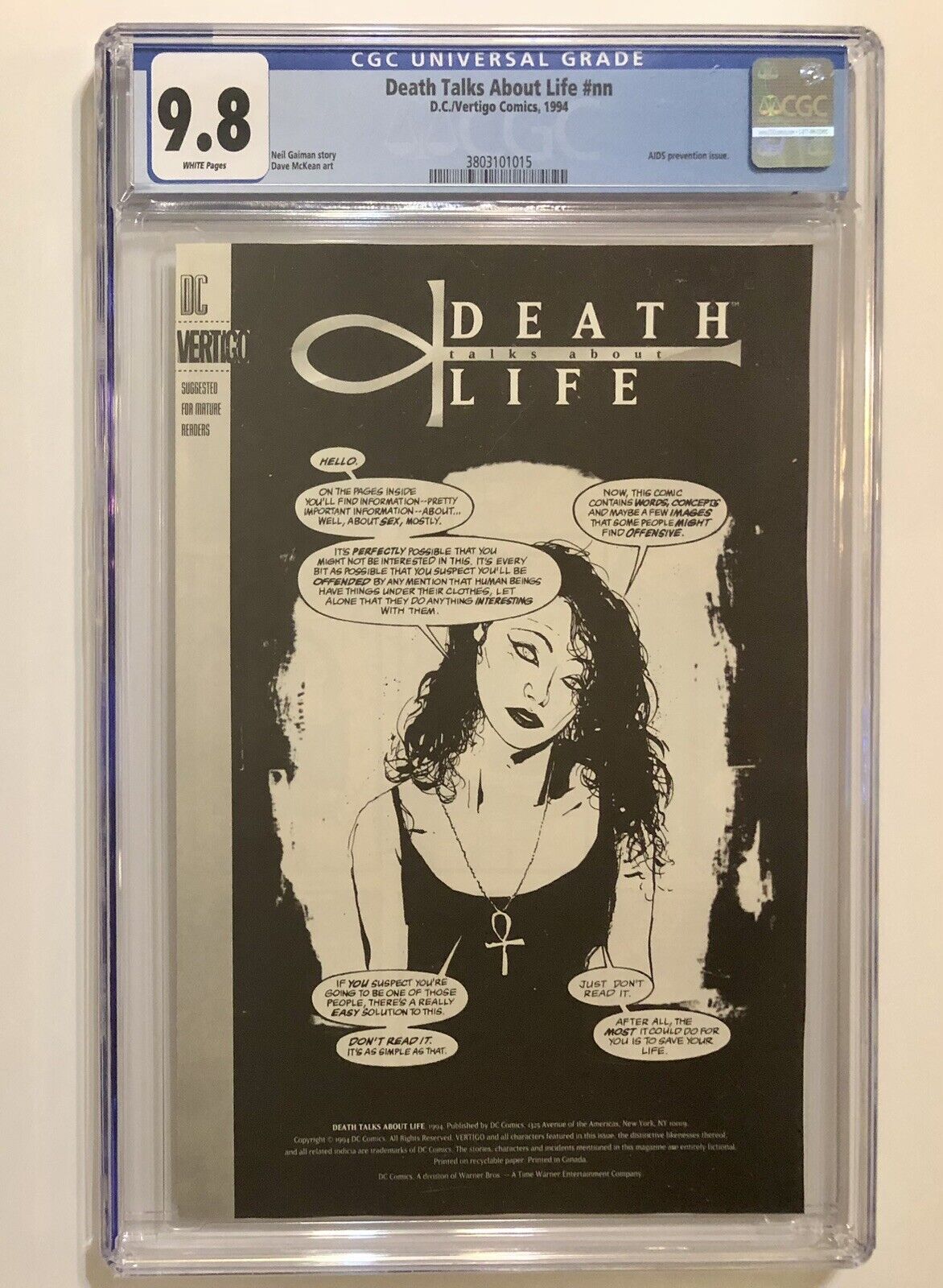 Death Talks About Life CGC 9.8 WP (1994) - Neil Gaiman HIV/AIDS Awareness Issue