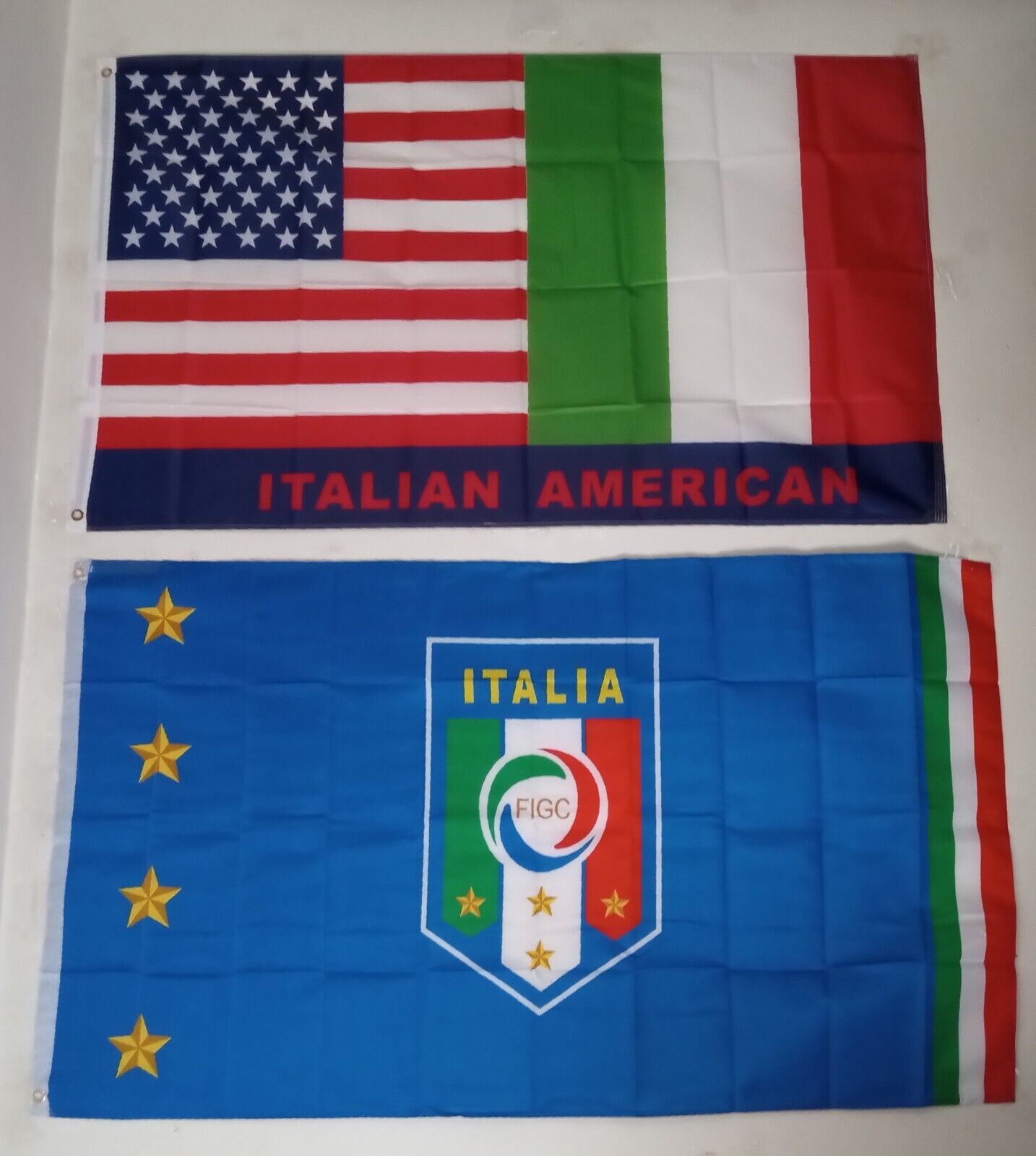 1 ITALY FEDERATION FLAG + 1 ITALIAN-AMERICAN FLAG (3X5 FT) $35