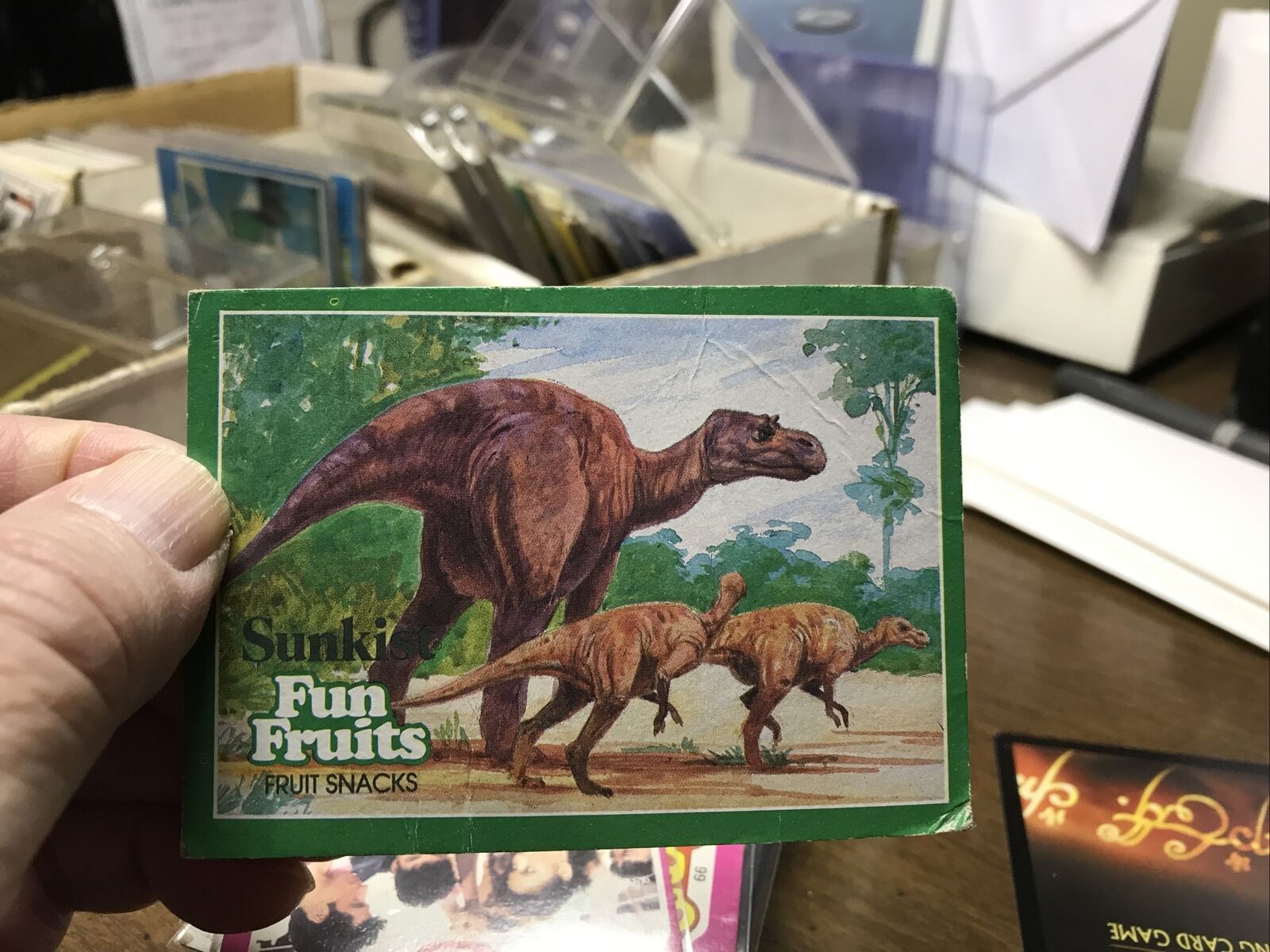 1987 Sunkist Fun Fruits Snacks Dinosaur Card # B-6 Pterodactyl Food Premium