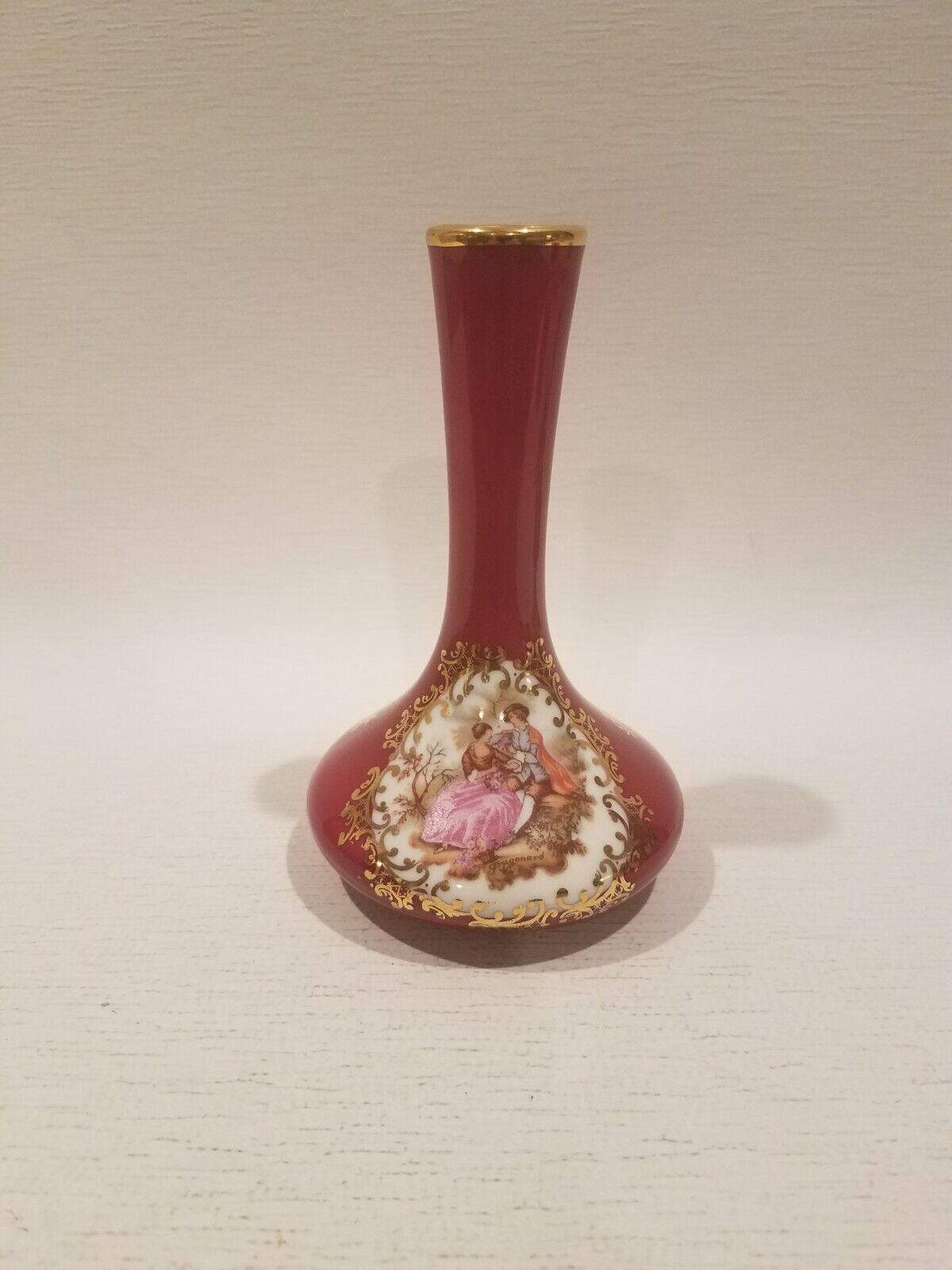 Vintage Limoges France Mini Bud  Vase - Courtship Image - 5.5\