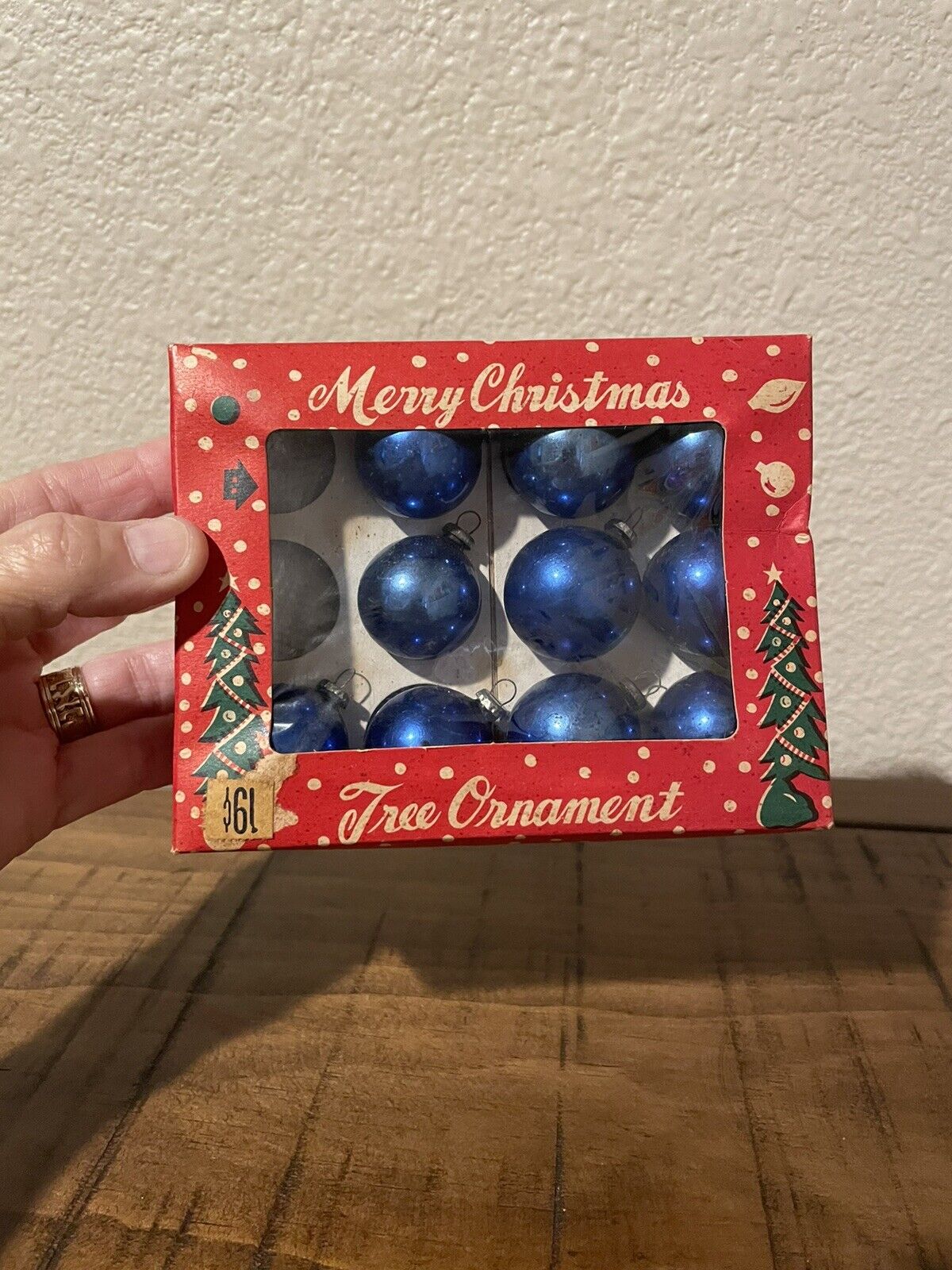 Vintage Box of Blue Mercury Glass Christmas Ornaments 1960’s Japan