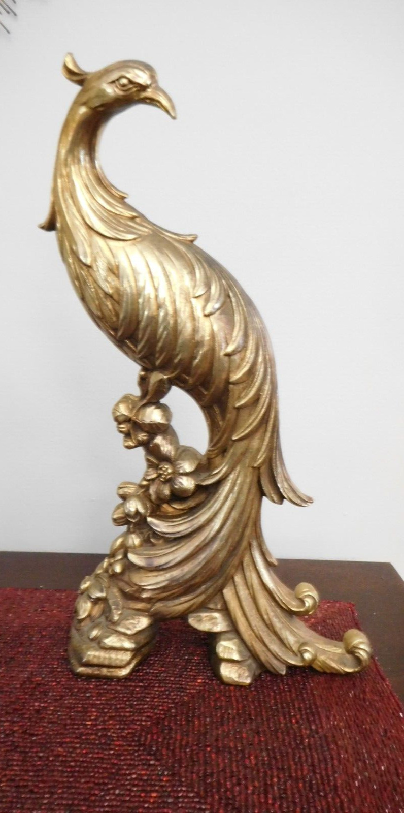 Vintage Syroco Peacock Bird Gold Statue