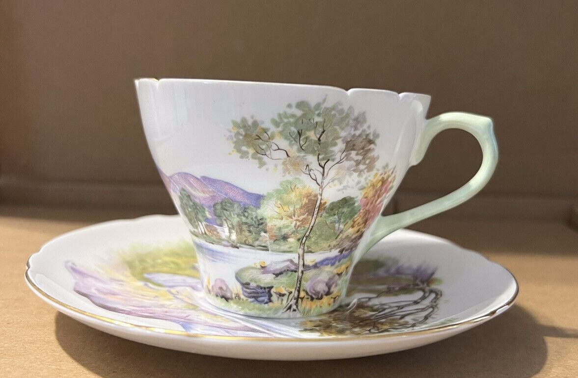 Shelley England Fine Bone China tea cup/saucer “English Lakes”  13788 Landscape