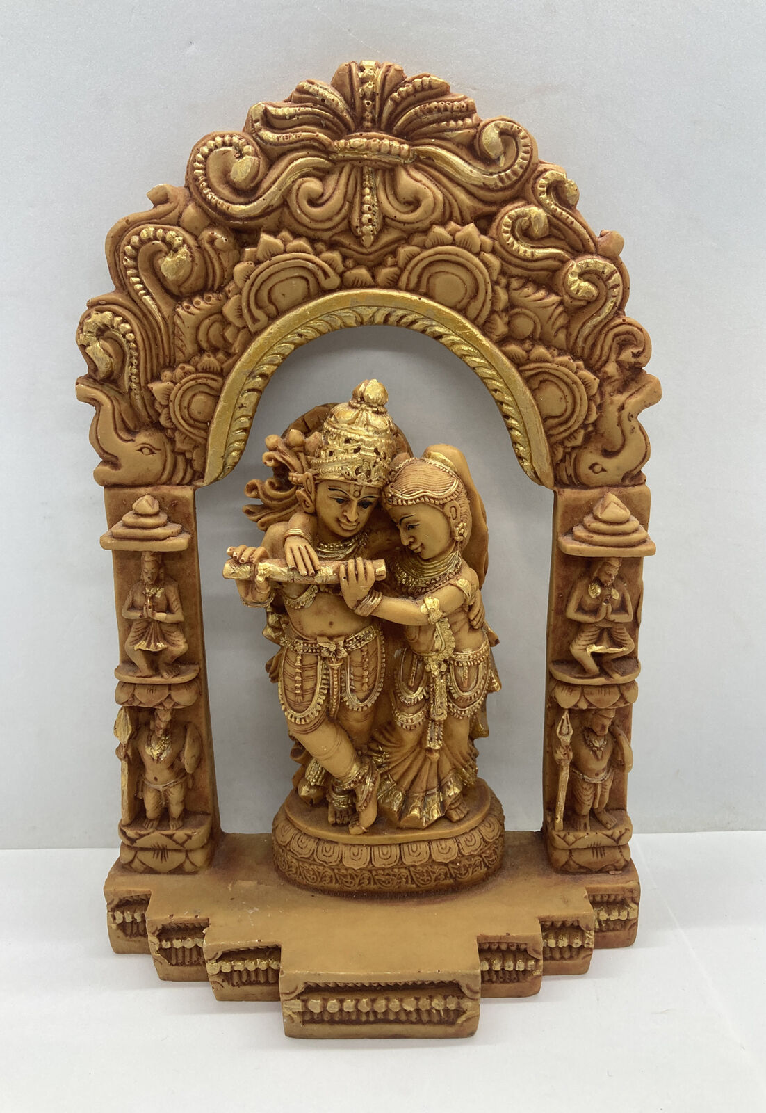 Vintage Composite  Hindu worship Radha Krishna Decor India 9.5” tall unique