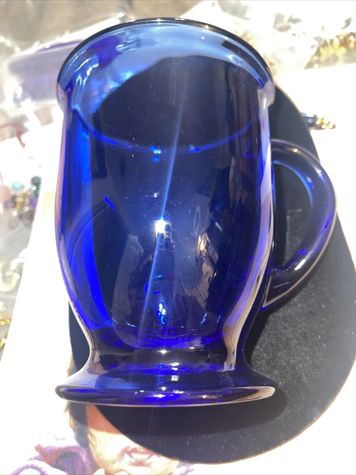 Vintage Coffee Cup in Cobalt Blue Glass Mug Cup 16 oz Coffee Tea Soup 5” X 3.5”