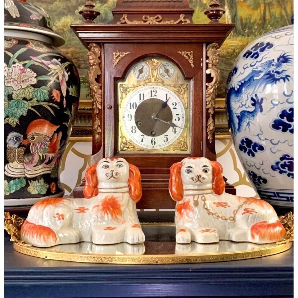 Staffordshire Style Dog Pair Porcelain Vintage Collectibles English Home Decor