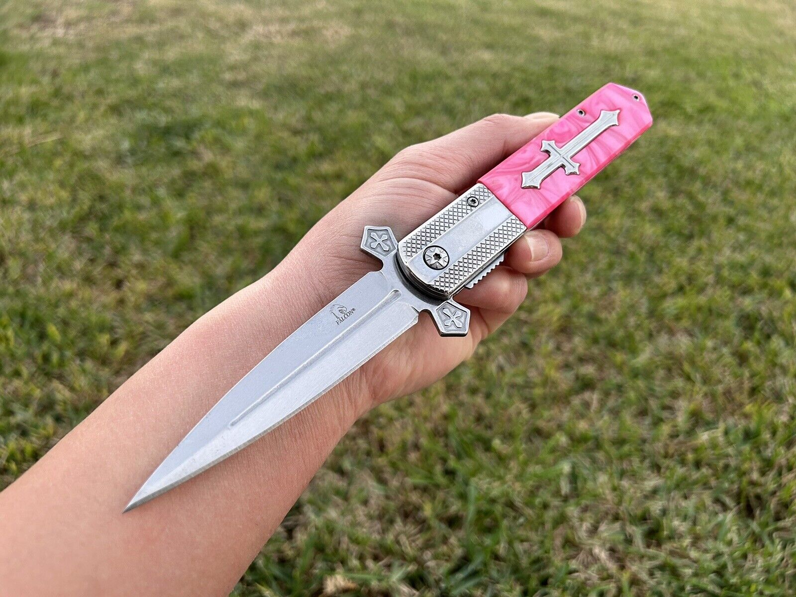 9” Pink Cross Tactical Spring Assisted Folding Pocket Knife Girl’s Knife w/Clip