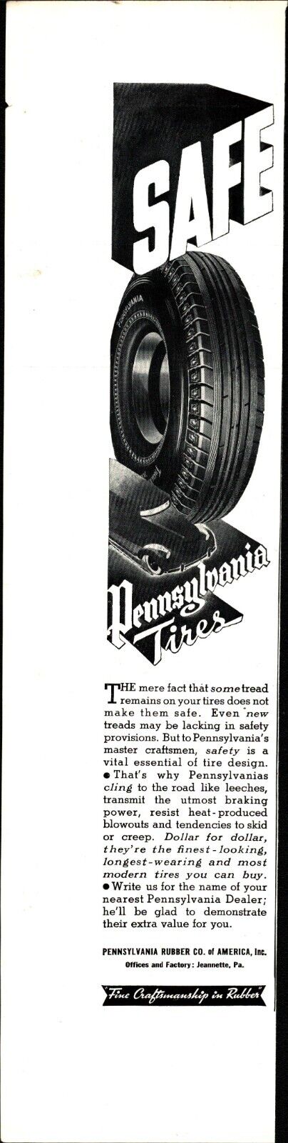 Vintage 1937 Pennsylvania Tires Original Ad - nostalgic e2
