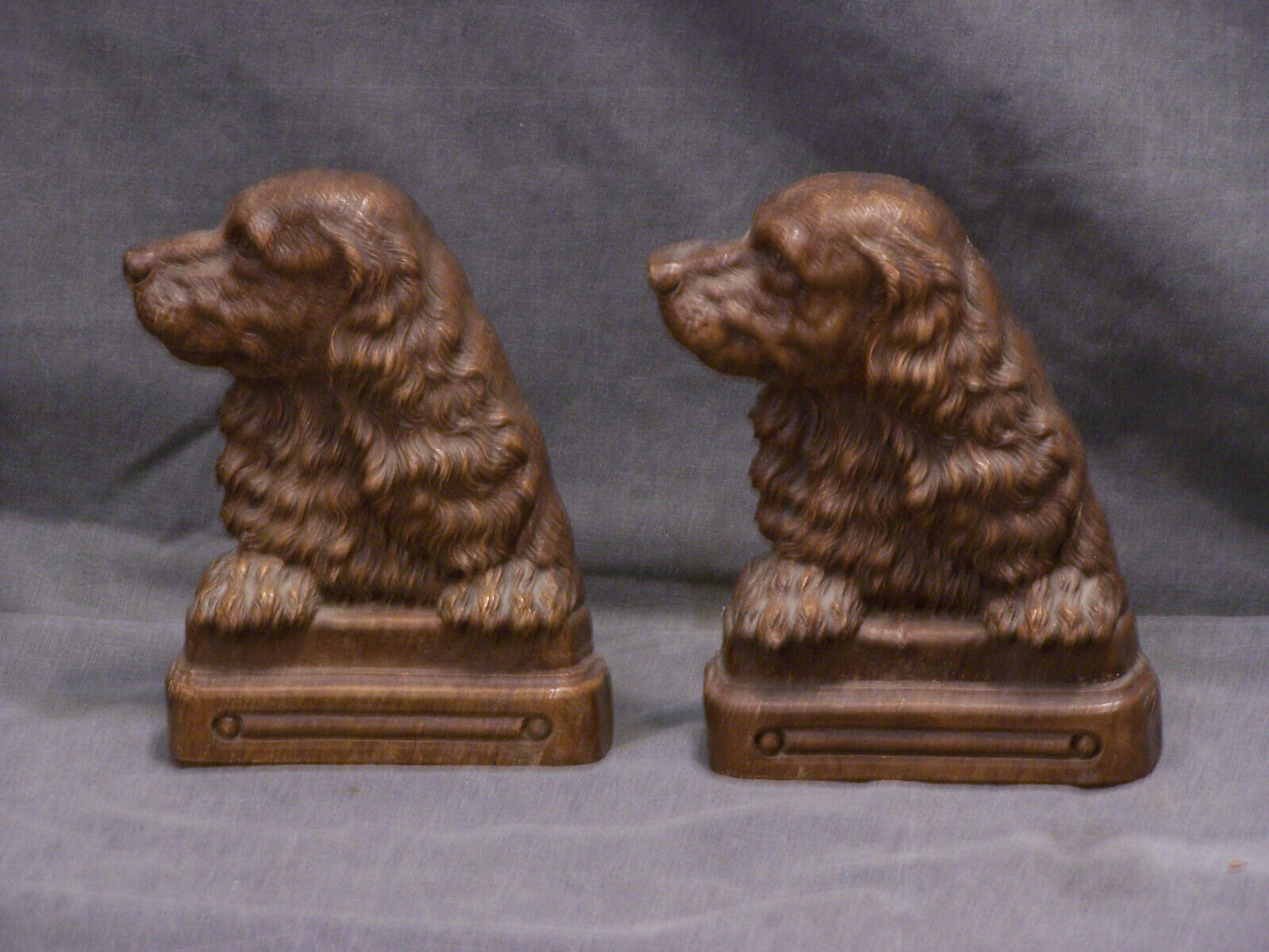 Vintage Cocker Spaniel Dog Syroco Wood Bookends