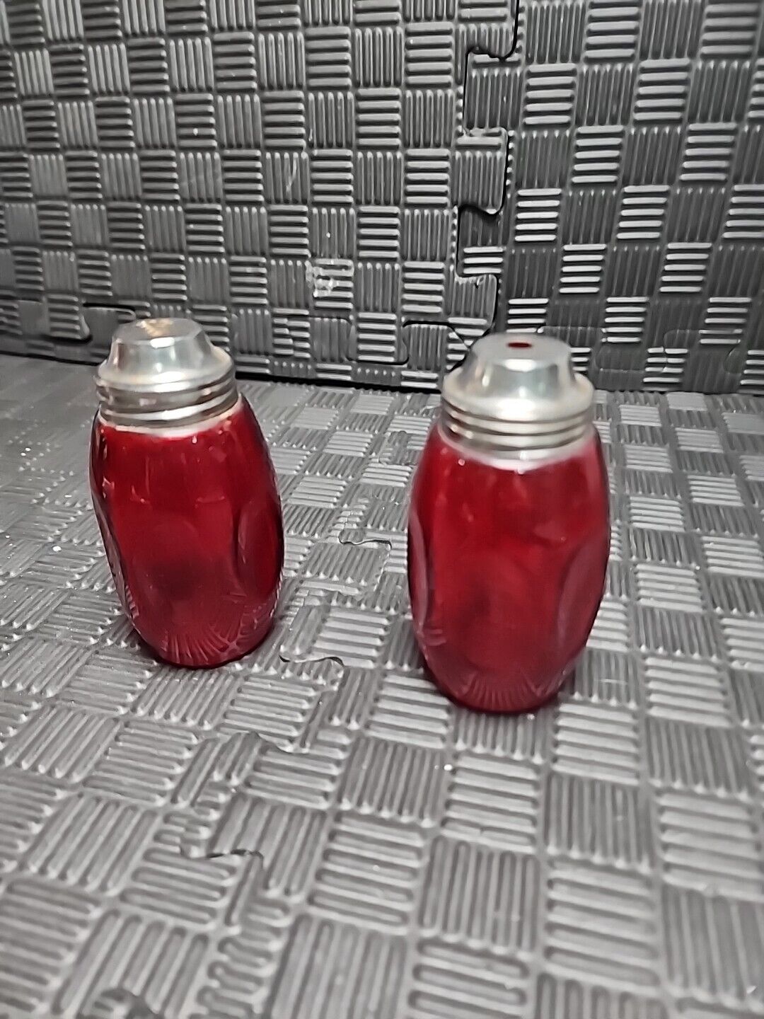 Vintage Cranberry Red Airko Salt and Pepper Shakers (684)