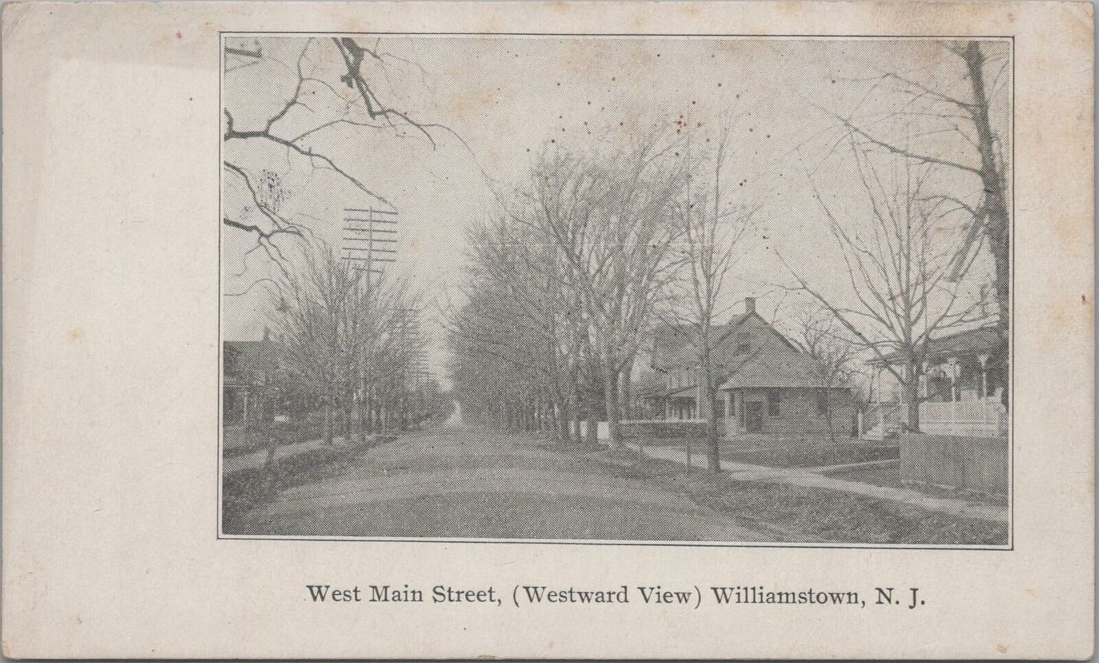 Postcard West Main Street Westward View  Williamsown NJ 