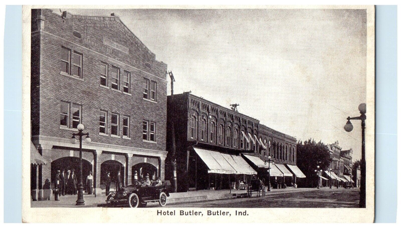 1926 Hotel Butler Building Car Butler Indiana IN Posted Vintage Postcard