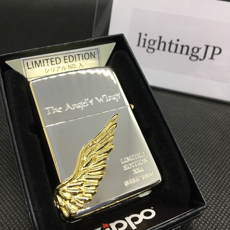 Zippo Angel Wing Metal Gold Silver Brass Oil Lighter Limited Number Japan