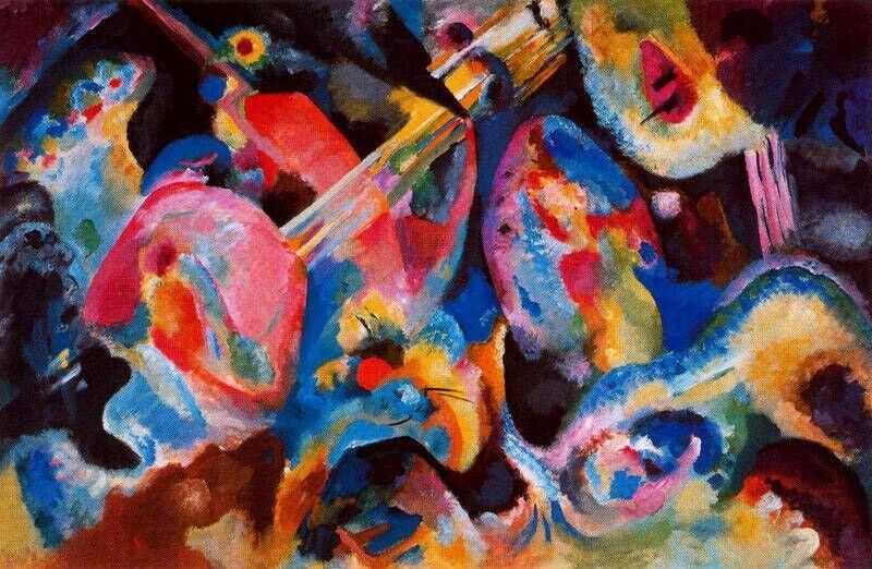 Dream-art Oil painting Kandinsky-Flood-Improvisation landscape handmade canvas