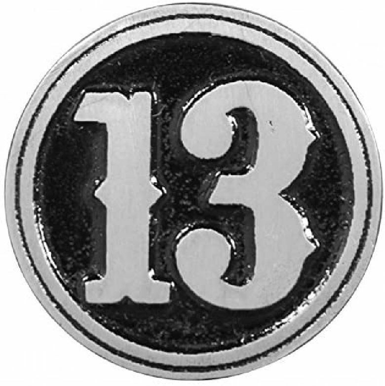 Lucky Thirteen 13 Jacket Vest Hat Pin  [1.25 INCH]