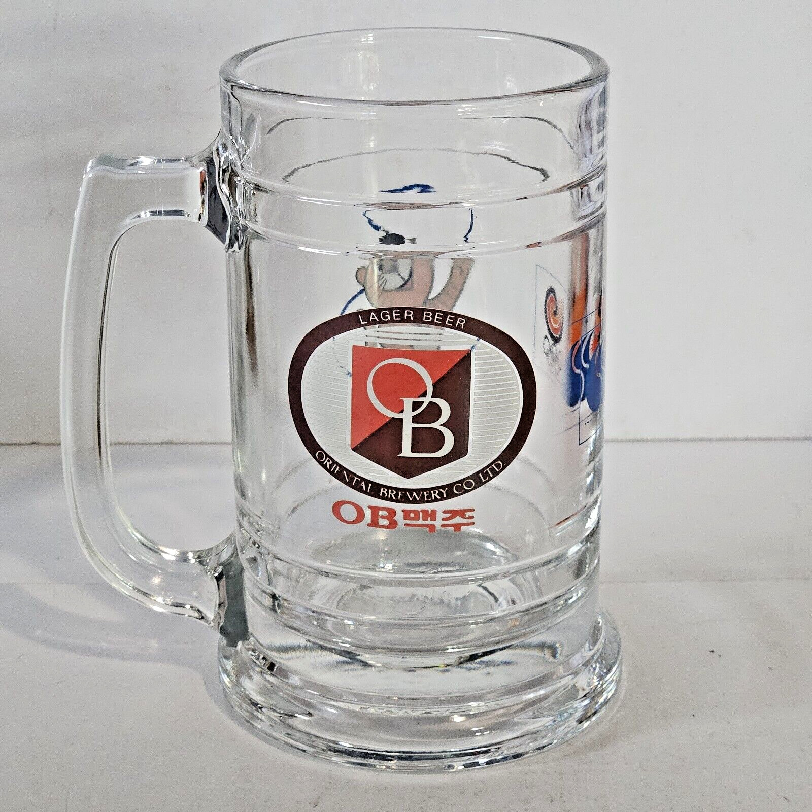 OB Oriental Brewery Lager 1983 Seoul Olympic Glass Beer Mug Hodori Tiger Mascot