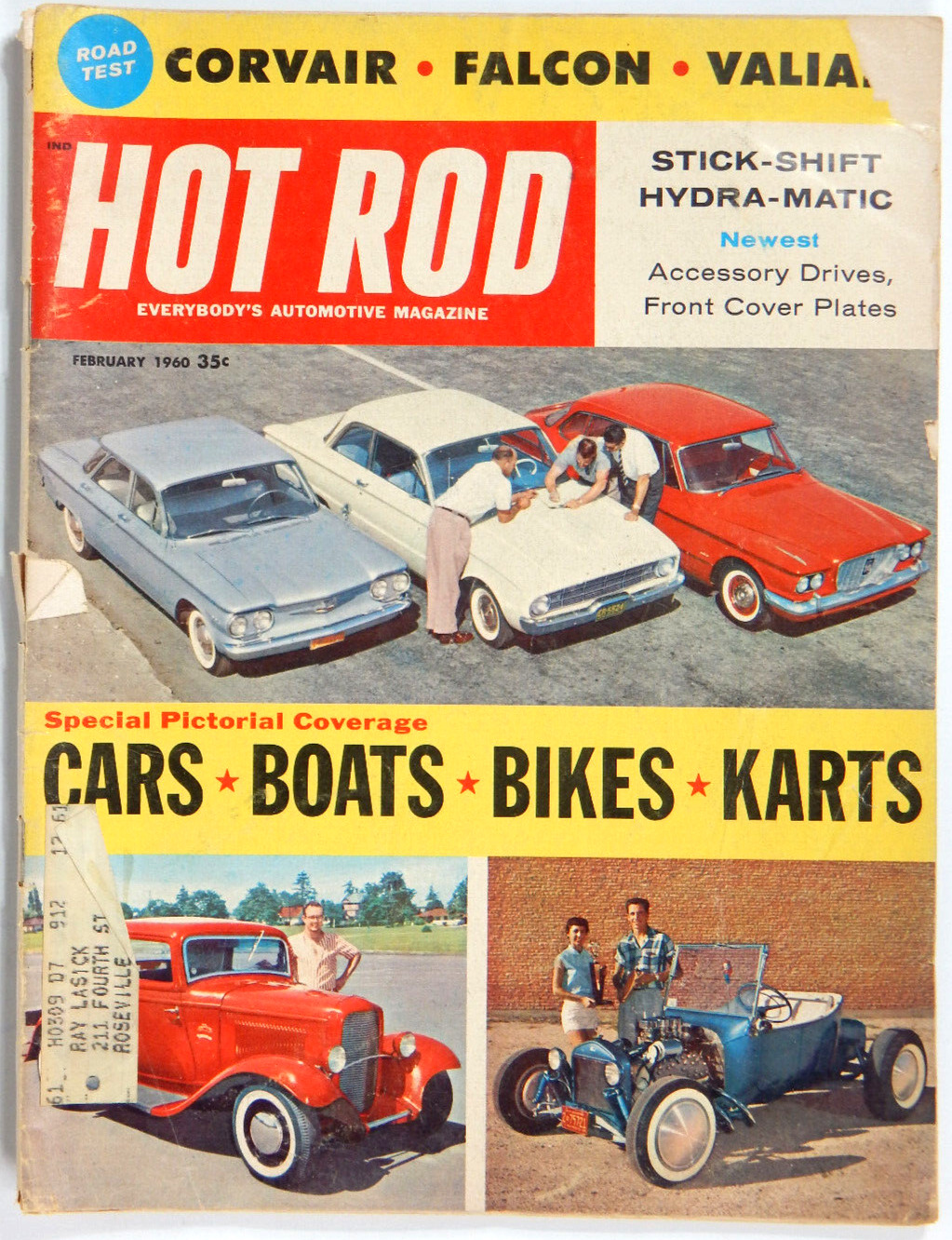 VTG HOT ROD AUTOMOTIVE MAGAZINE FEBRUARY 1960 HYDRA-MATIC CARS BOATS BIKES KARTS