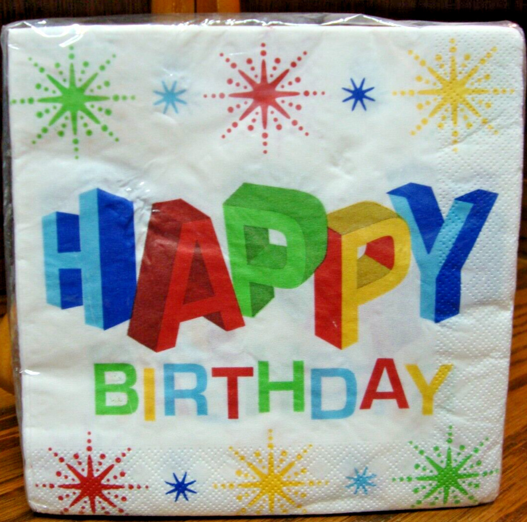 Creative Converting 3-D HAPPY BIRTHDAY Napkins 2-ply 20ct Party Tableware    238