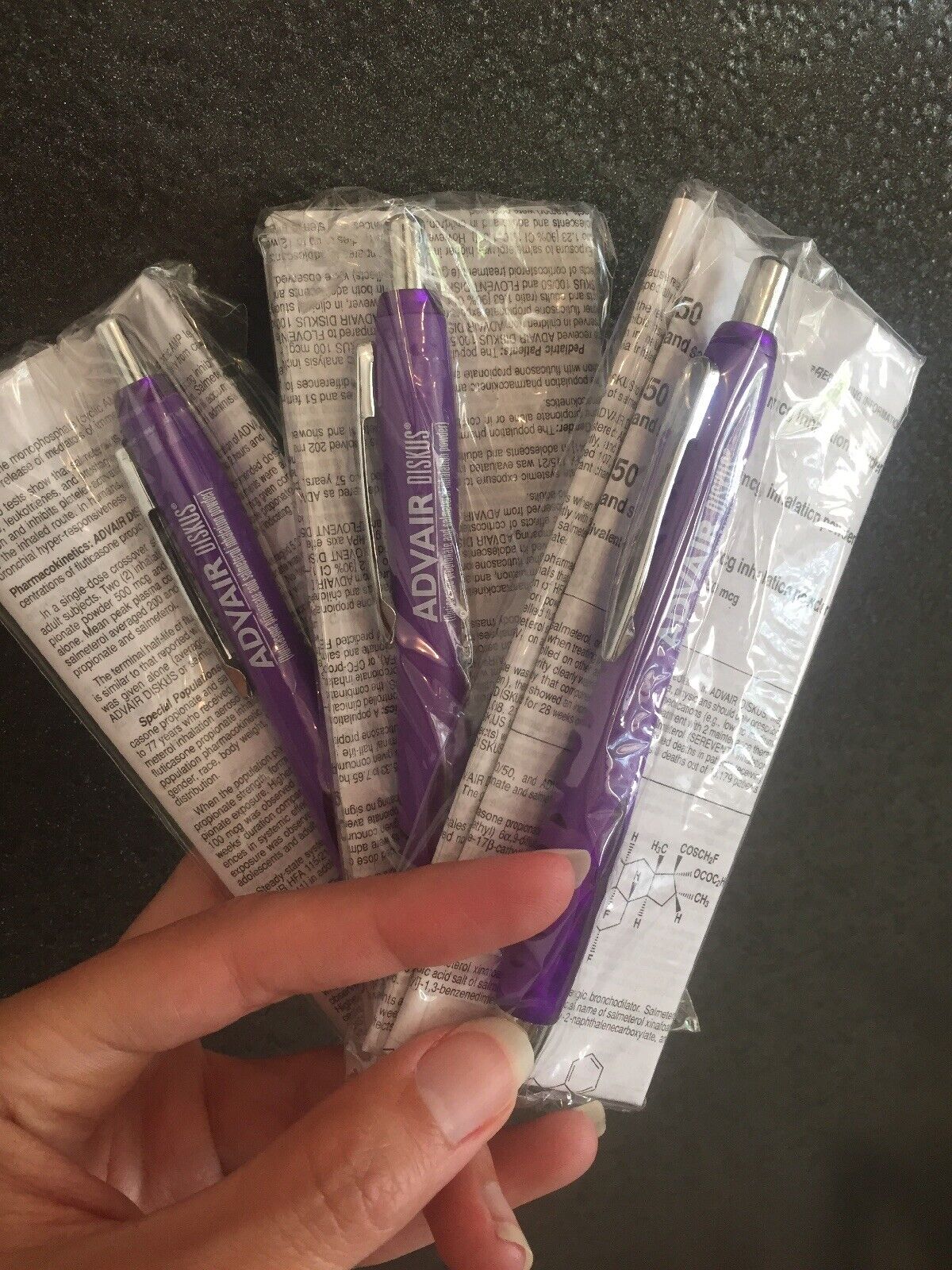 Lot of 3 Advair Drug Rep Pharmaceutical Pens Purple New In Package