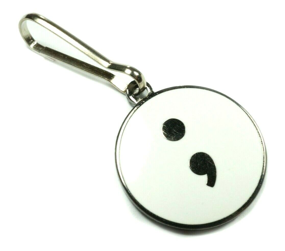 Semicolon Project Suicide Awareness Symbol Jacket Purse Bag Zipper Pull Clip