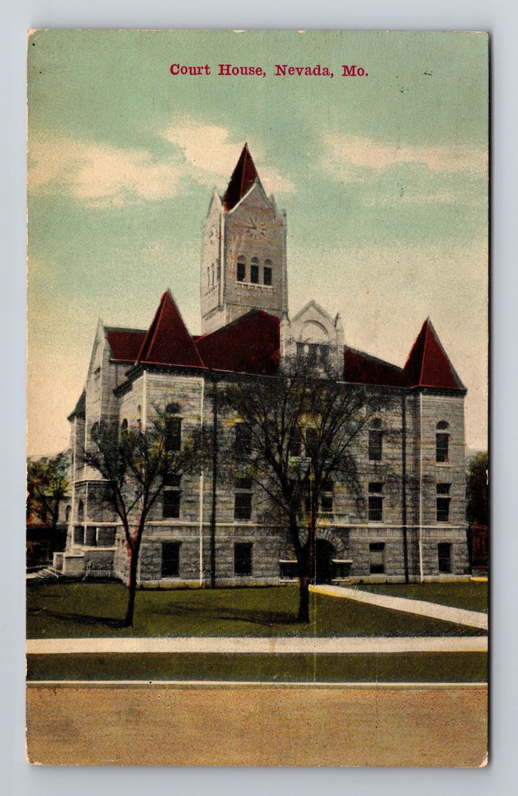 Nevada MO-Missouri, Court House, Antique, Vintage Souvenir Postcard