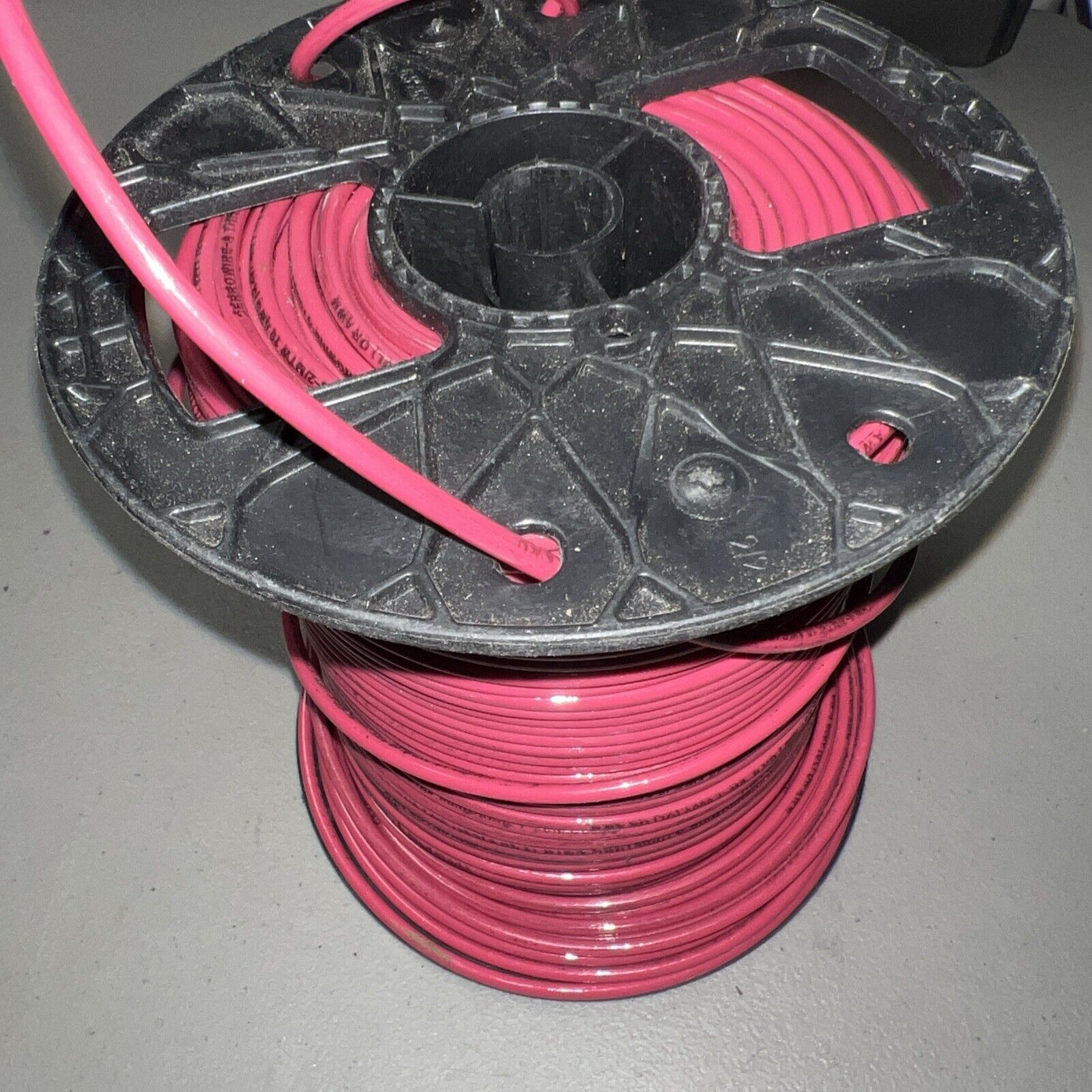 10 AWG RED STRANDED THHN Wire 90% Of A  500 Ft. Spool, Some Dirt From Truck