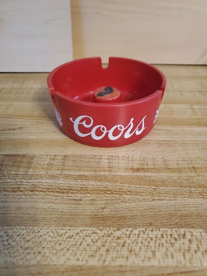 vintage Coors, beer ashtray, tough plastic, Red