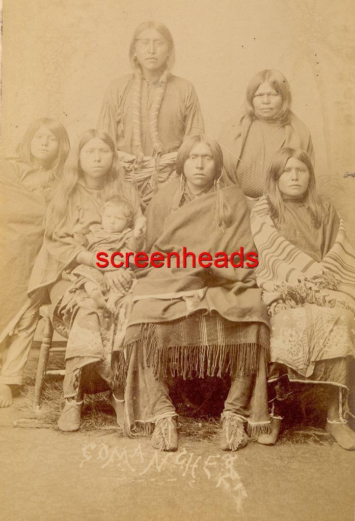 1889 COMANCHE INDIAN FAMILY CABINET PHOTO Purcell, Indian Territory