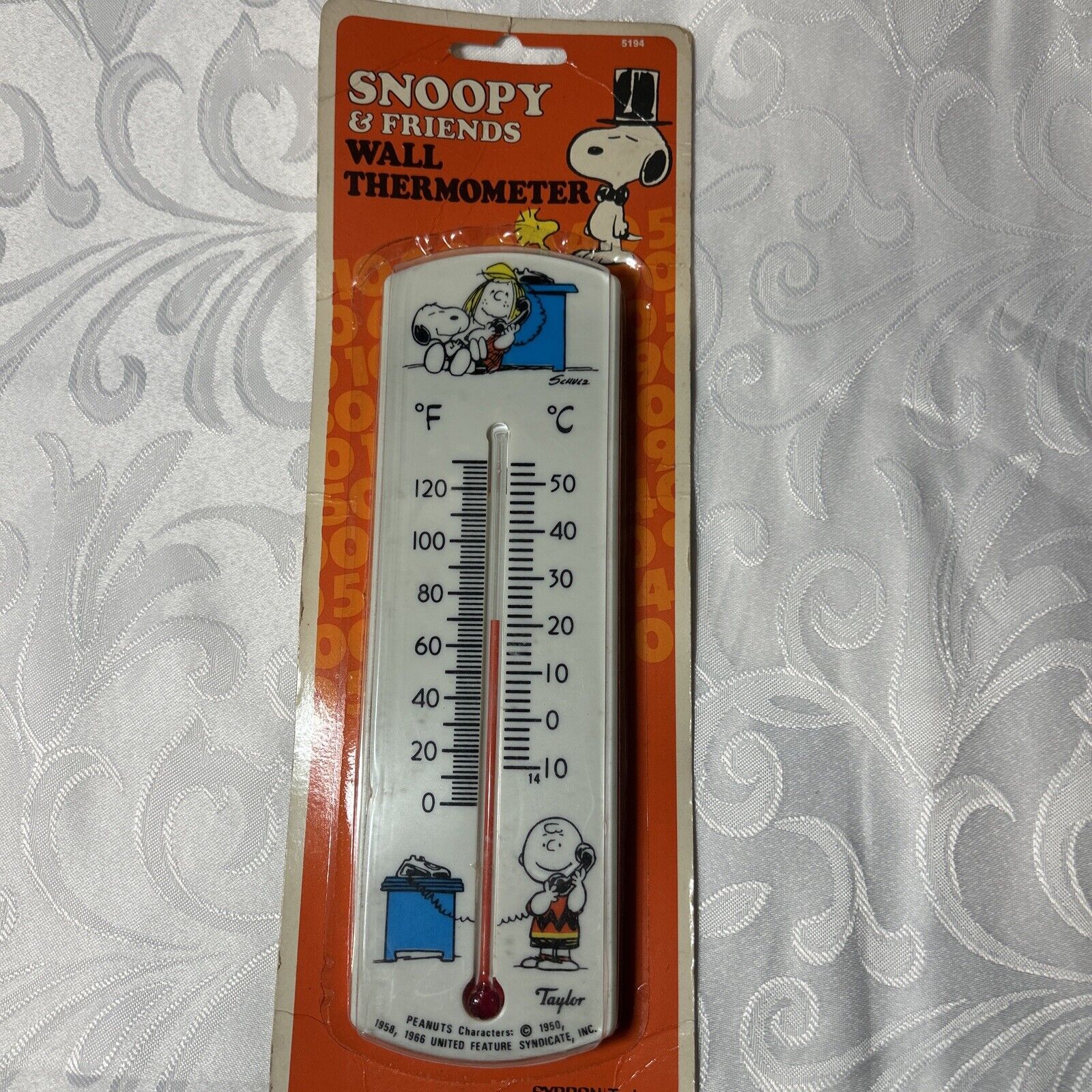 Vintage Peanuts Charlie Brown Snoopy & Friends Taylor Wall Thermometer New