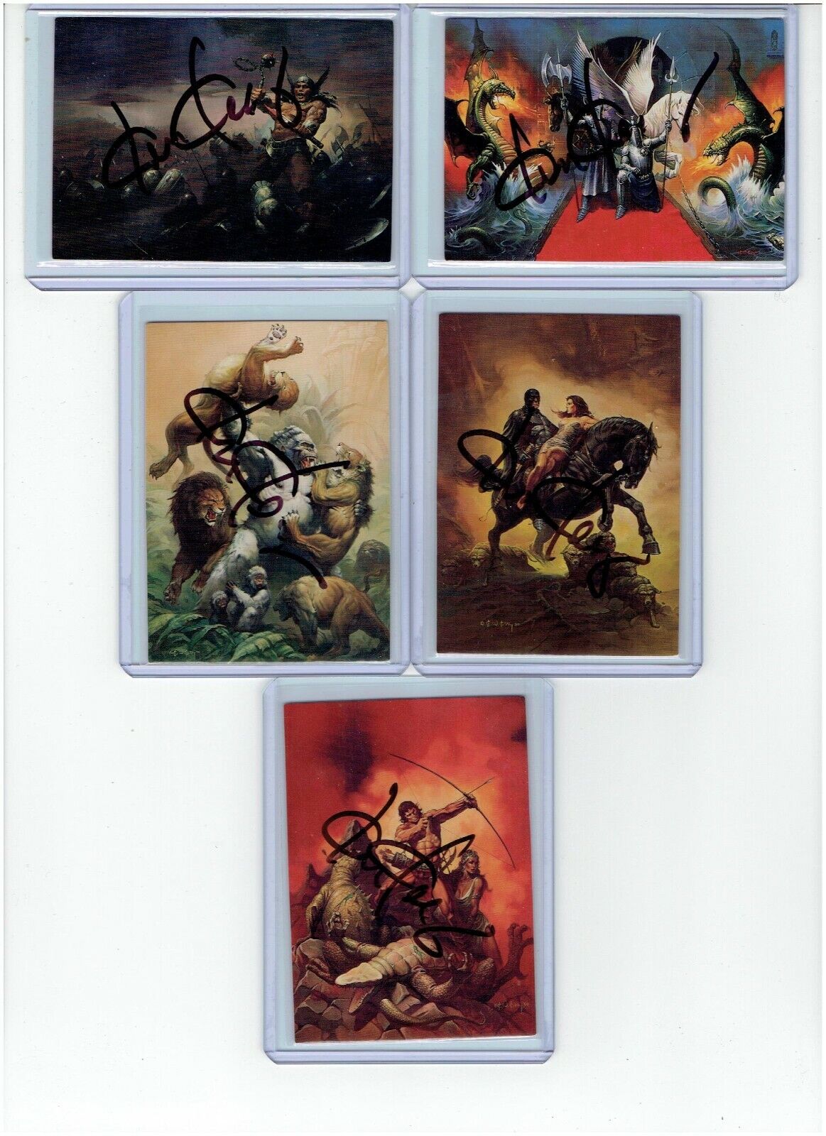 Ken Kelly Signed Series 1 Fantasy Art Trading Cards #81 - #85 1992 FPG