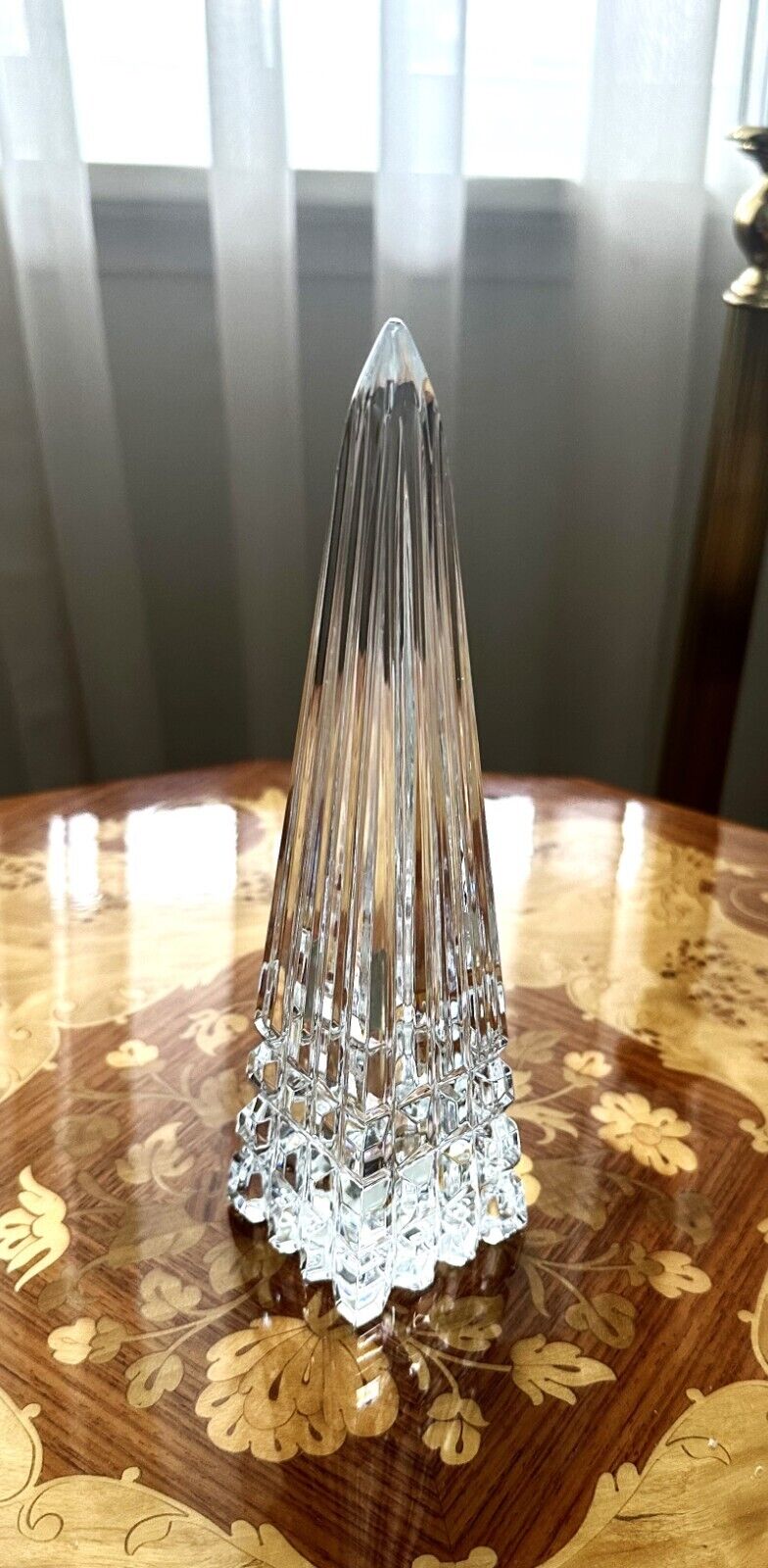 Crystal Obelisk Monument Paperweight By Waterford Ireland 7 3/4 Tall BRAND NEW