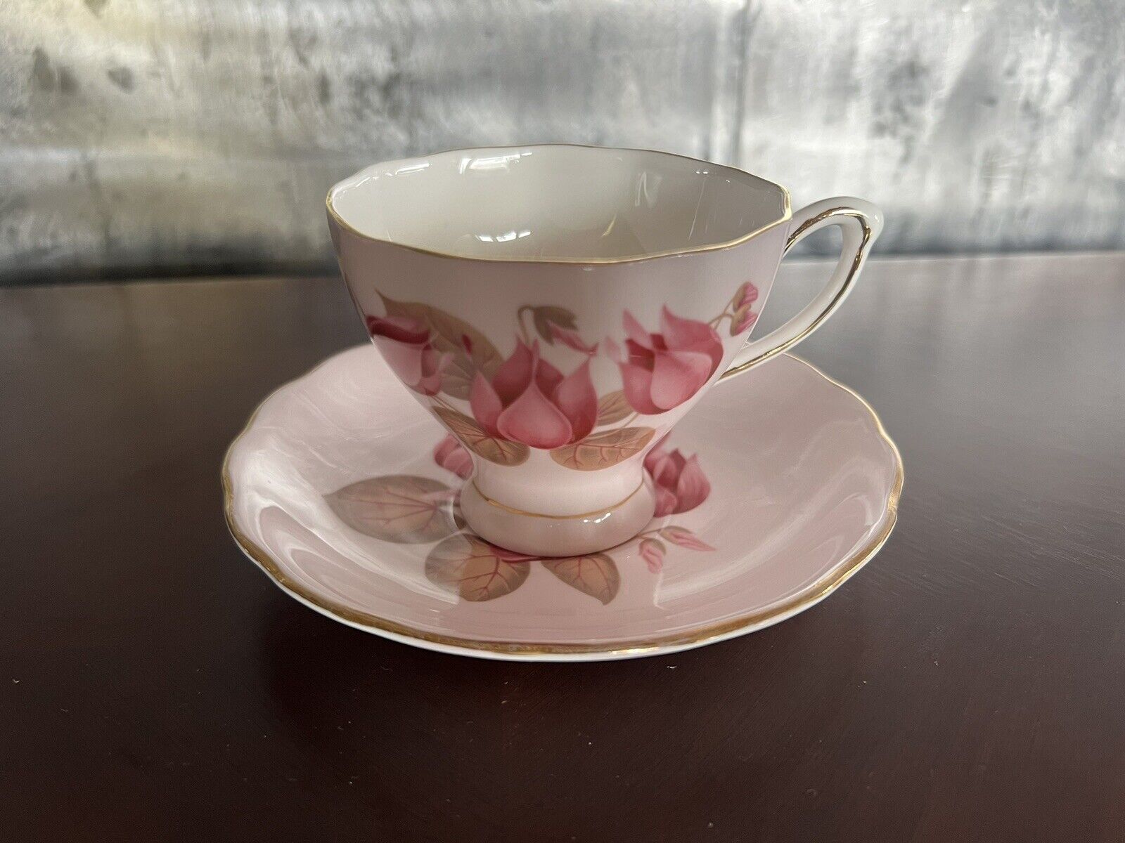 Vintage Coclough Pink Floral Tea Cup And Saucer England Water Lily