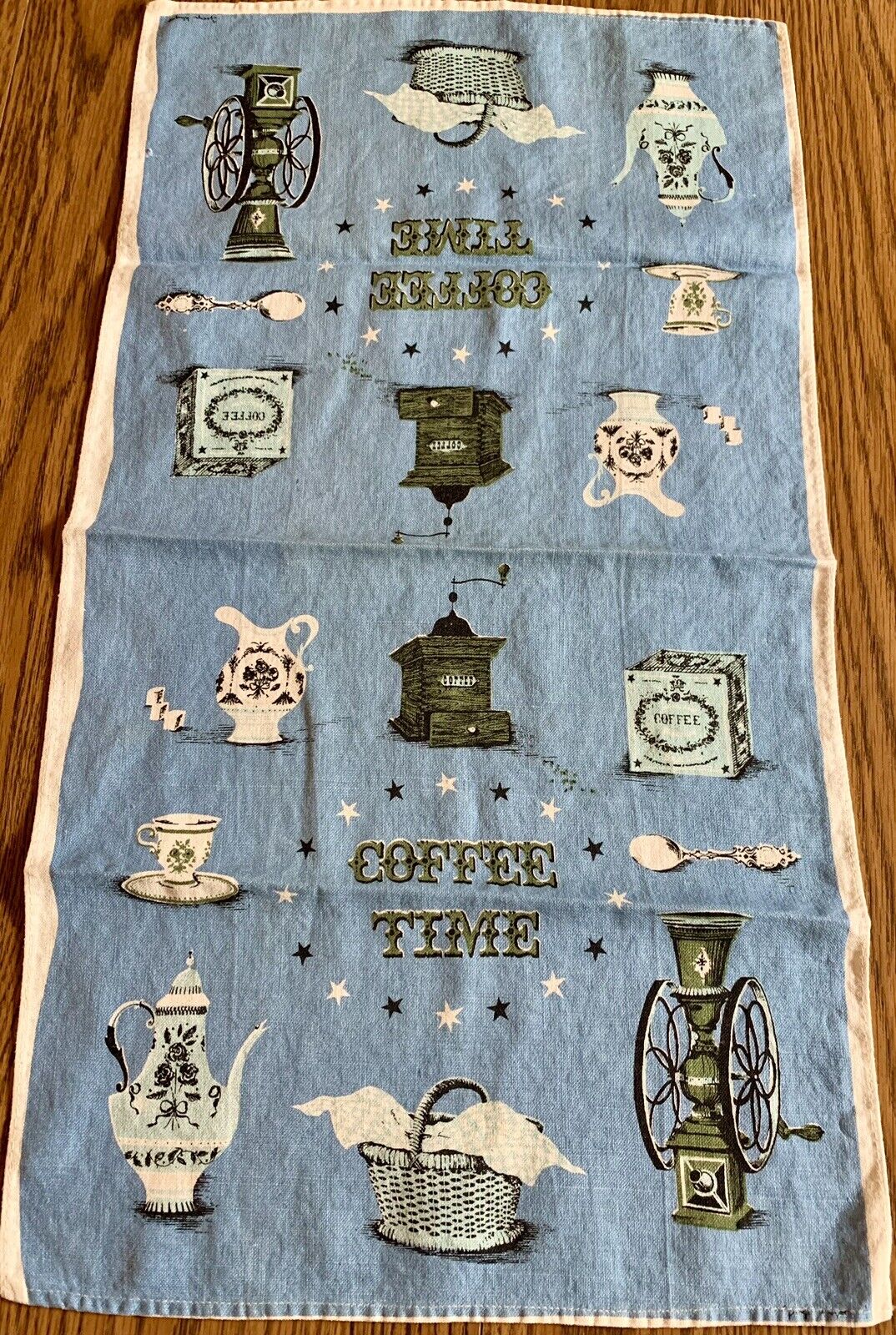 Vintage Linen Tea Towel George Wright Art Print  Coffee Time