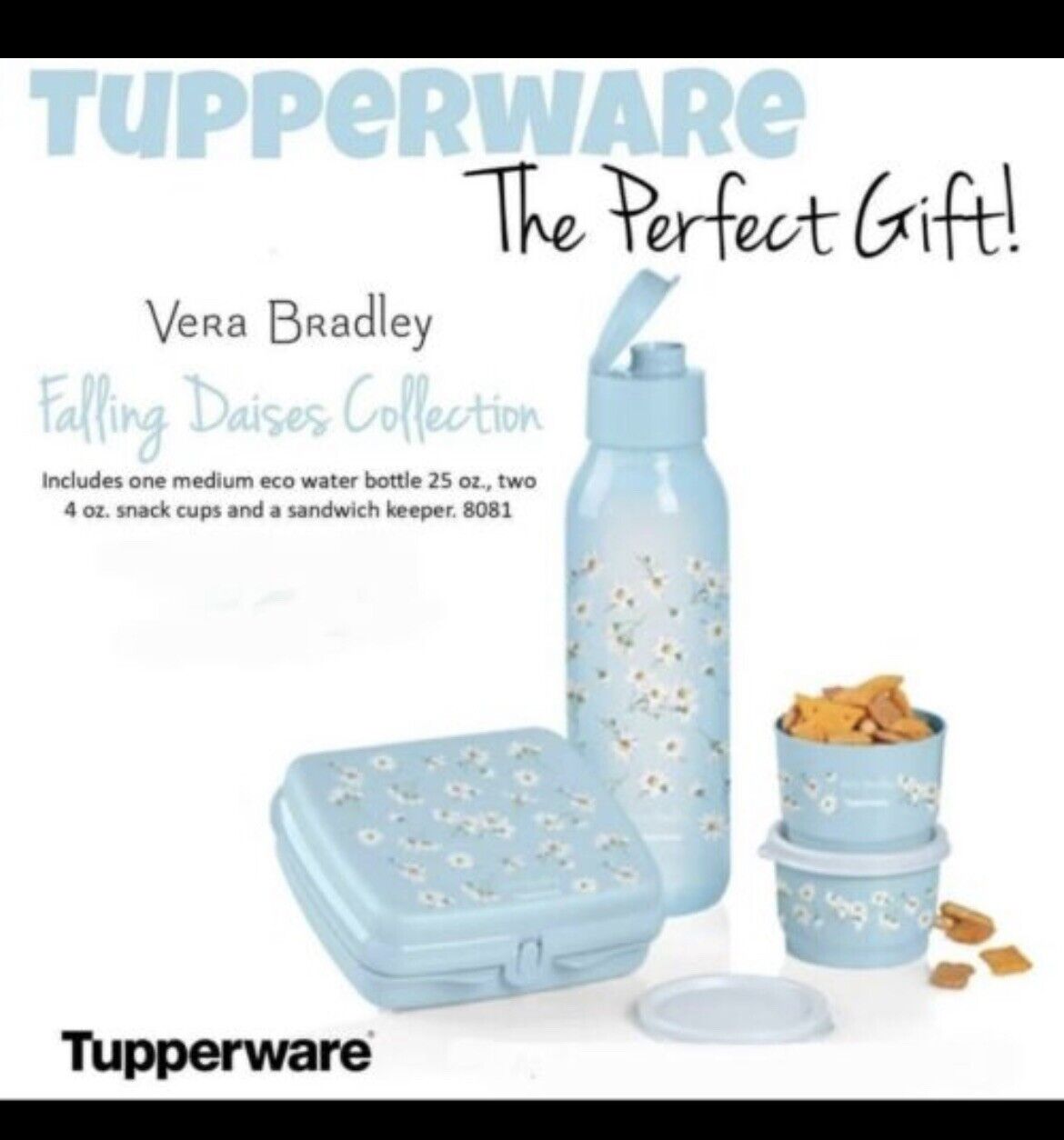 Tupperware Vera Bradley Daisy Smile 4pc Lunch Set New In package RARE BPA FREE