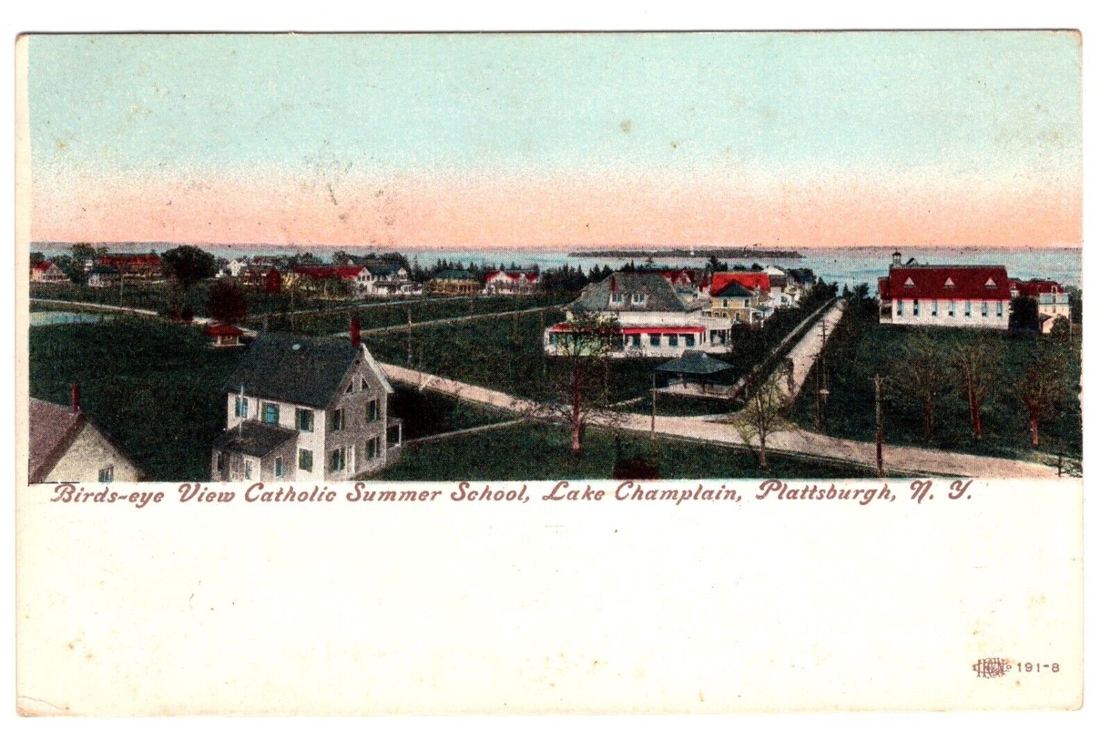 Birds-eye View Catholic Summer School, Lake Champlain   PC    C. early 1900's