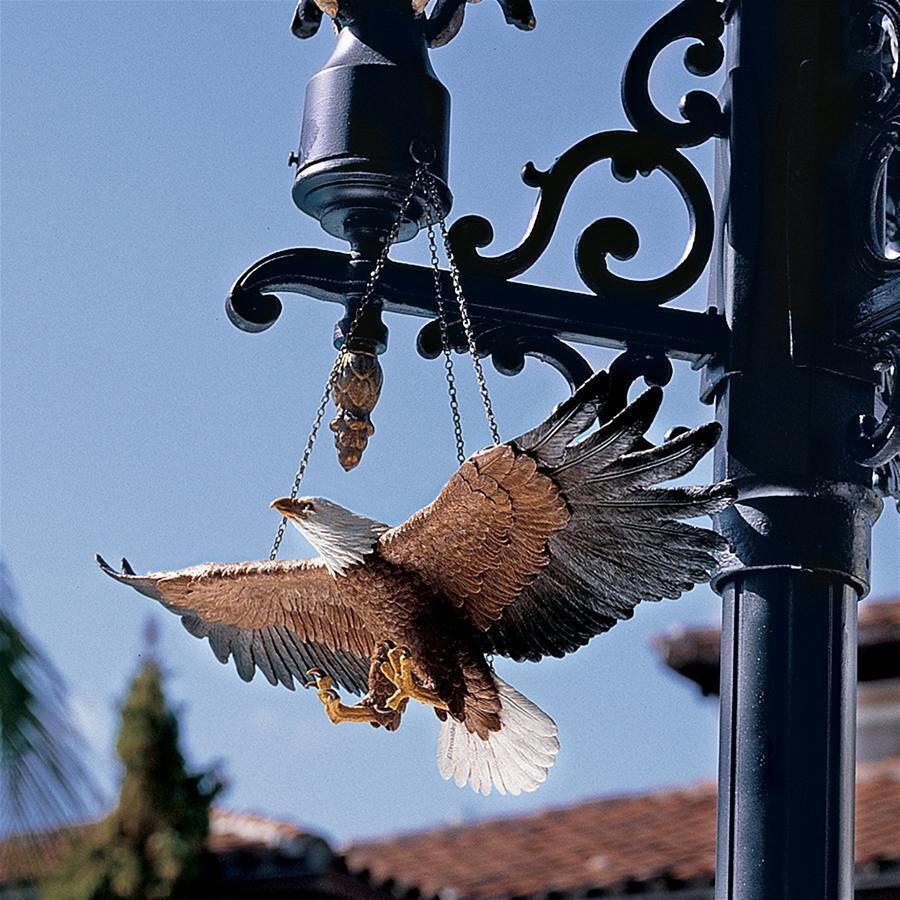 Mid-Flight Majestic American Spirit Freedom Flies Hanging Bald Eagle Sculpture