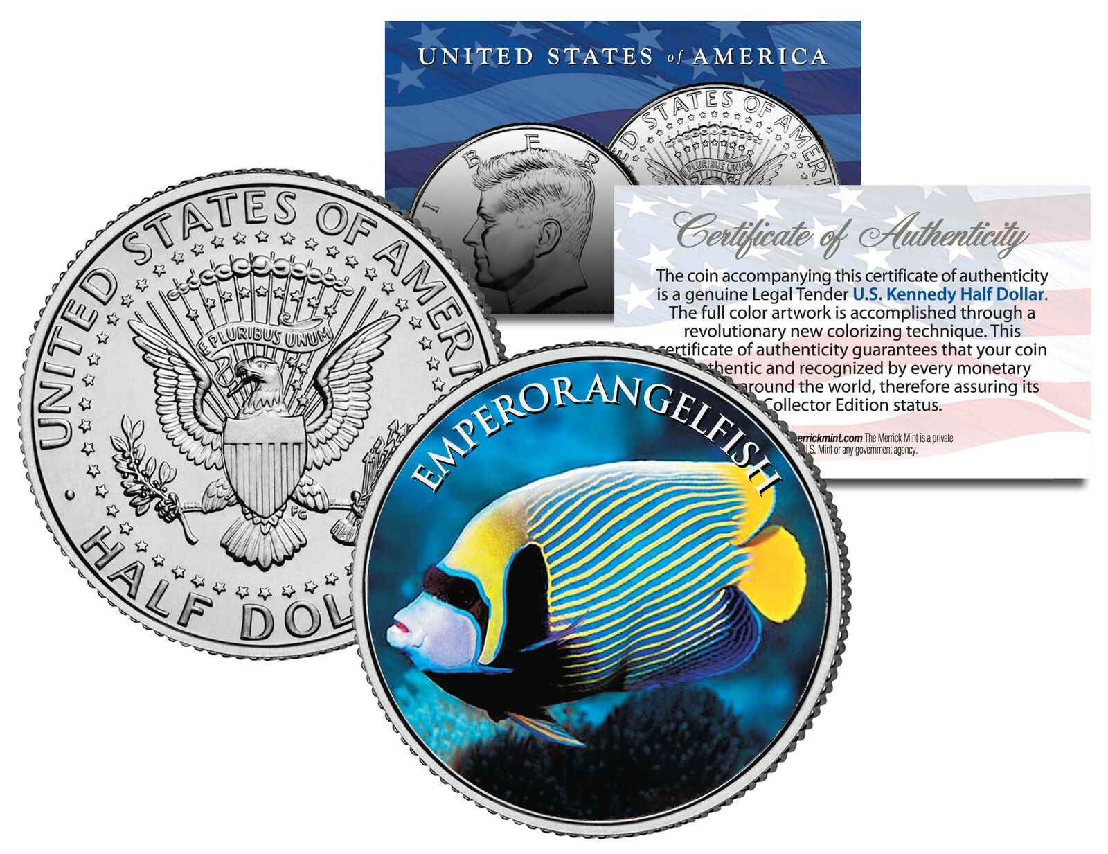 EMPEROR ANGELFISH *Fish Series* JFK Kennedy Half Dollar U.S. Colorized Coin