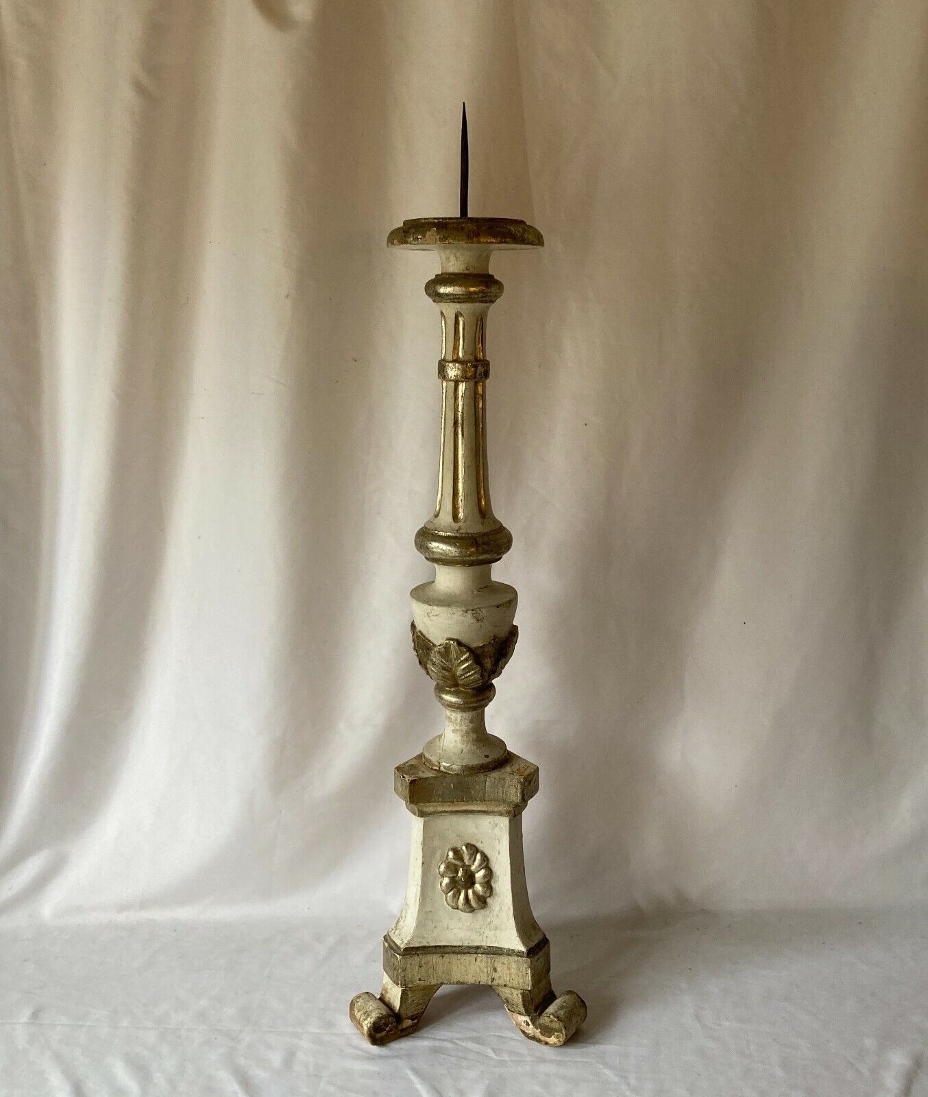 Candlestick Baroque Holders Antique Vintage Wood Gold Plated Encased 36 5/8in