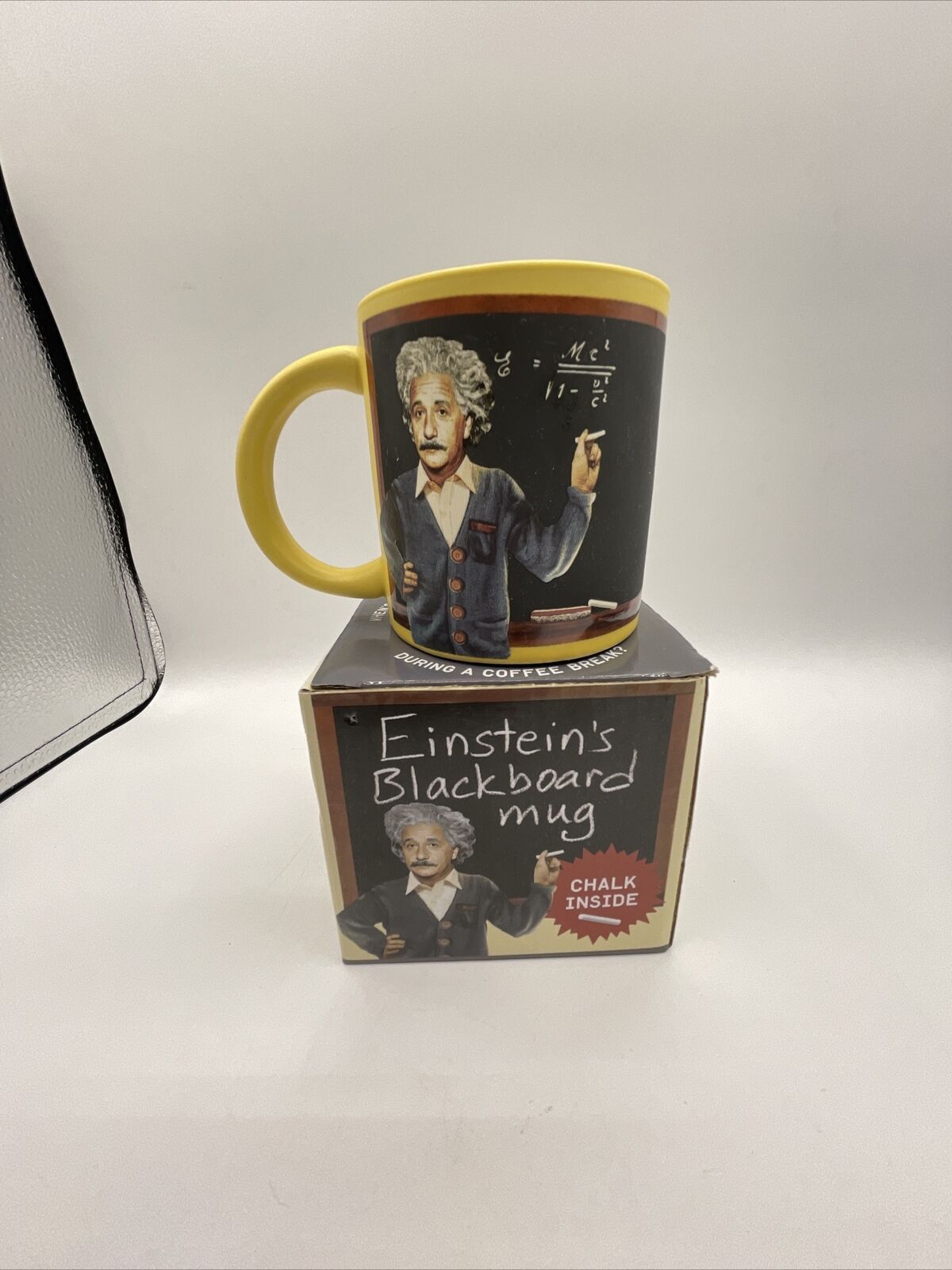 Albert Einstein's Blackboard Mug w/ Chalk Gift Coffee Cup New