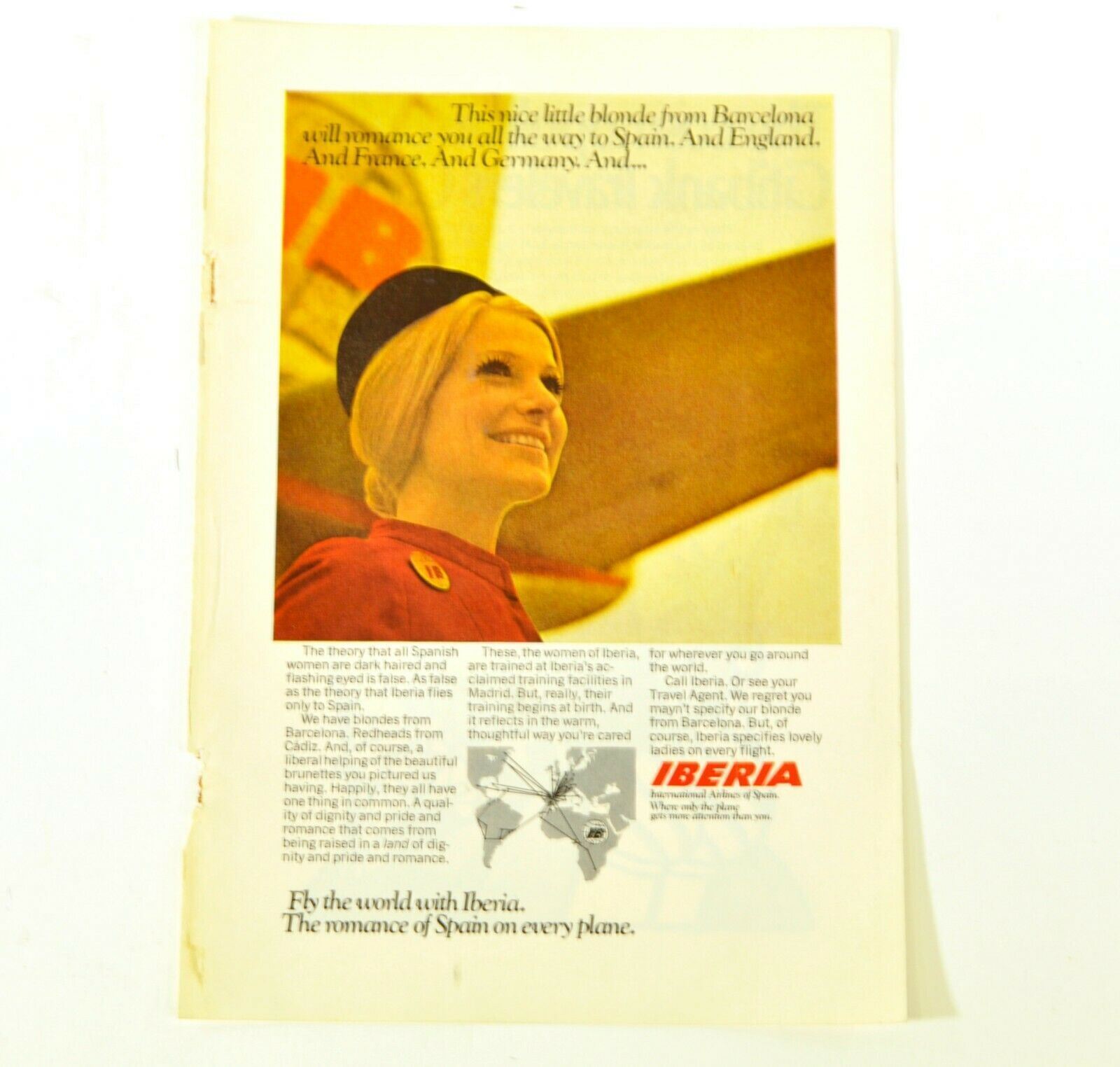 Iberia Airlines Spain Plane Print Ad Advert Genuine Original Vintage 1970 C899