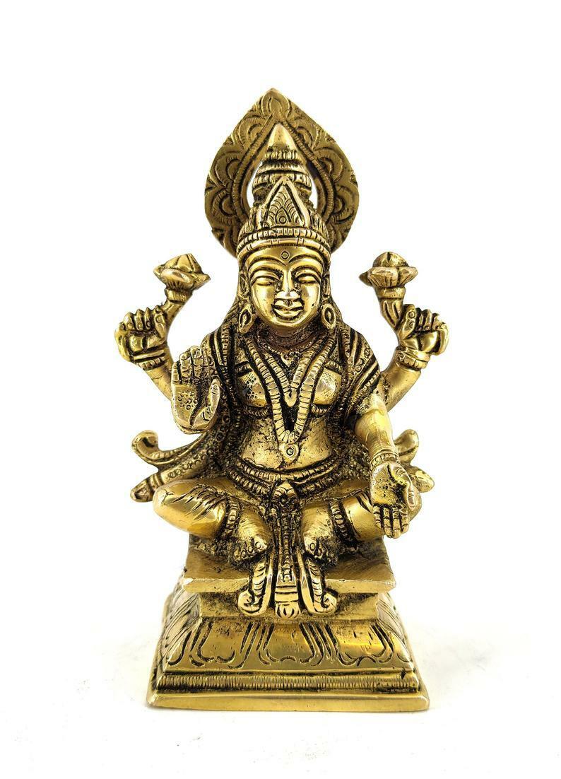 Whitewhale Goddess Lakshmi Brass Statue Religious Strength Sculpture Idol