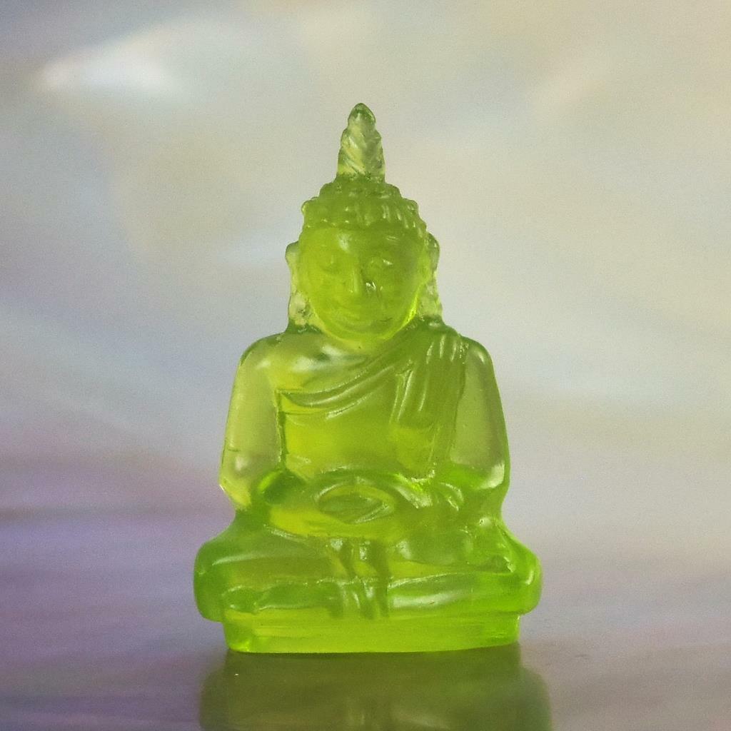 Miniature Image of the Buddha Sculpture Peridot Green Chalcedony Carving 6.00 ct