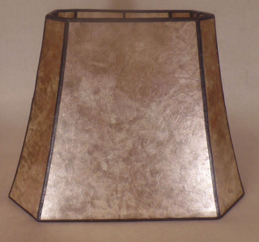 New Rectangle Mica Lamp Shade Parchment Color Cut Corner Copper Foil Frame 707N