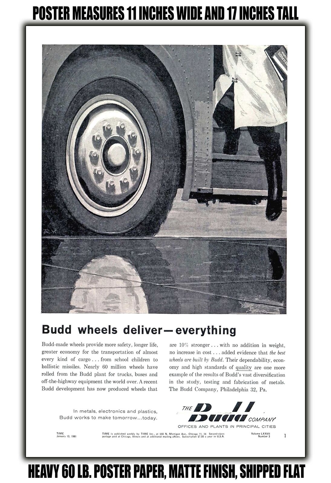 11x17 POSTER - 1961 Budd Wheels Deliver Everything