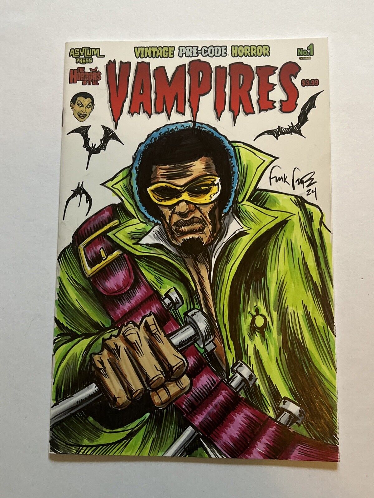 Vampires: Halloween So.  #1C W/ Original Drawing Of Blade Signed By Forte Horror