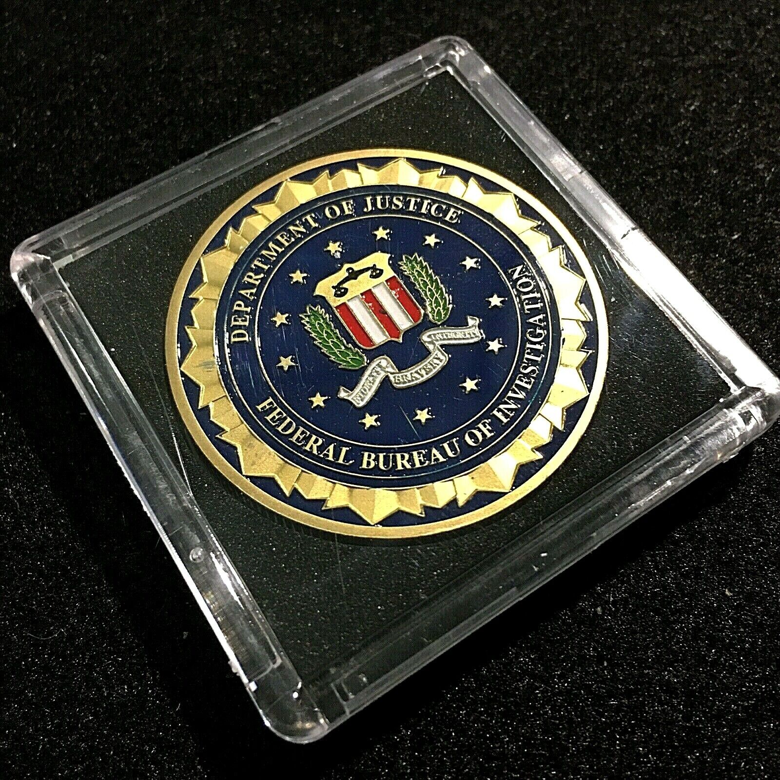 FBI Challenge Coin Federal Bureau Of Investigation United States DOJ-With Case