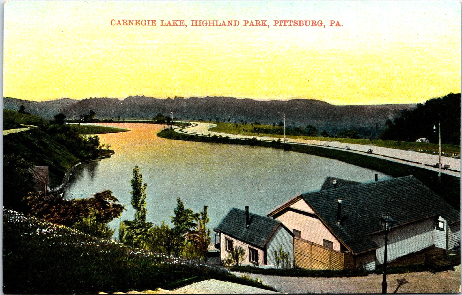 USA Carnegie Lake Highland Park Pittsburgh Pennsylvania Vintage Postcard C007
